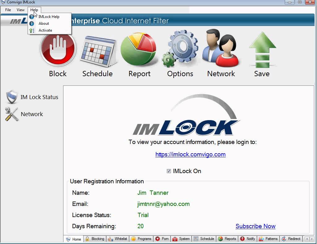 Comvigo IMLock Home 2014 software screenshot