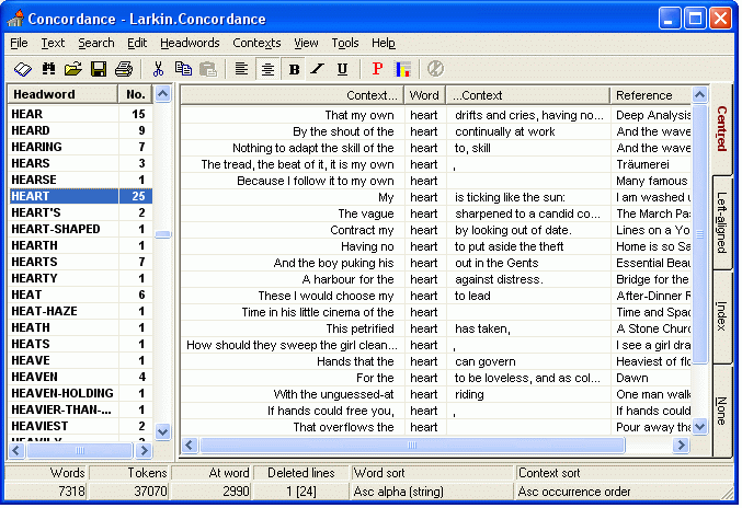 Concordance 3.3 software screenshot