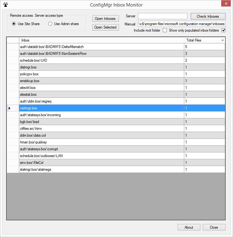 ConfigMgr Inbox Monitor 1.4.1 software screenshot
