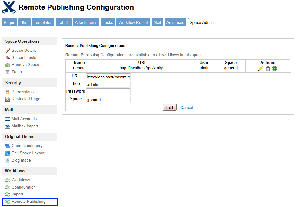 Confluence Remote Publishing Plugin 2.3.1 software screenshot