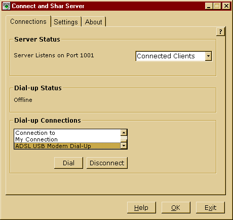 Connect and Shar 1.02 software screenshot