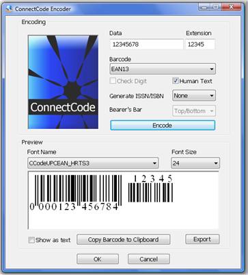 ConnectCode Barcode Font Pack 9.6 software screenshot