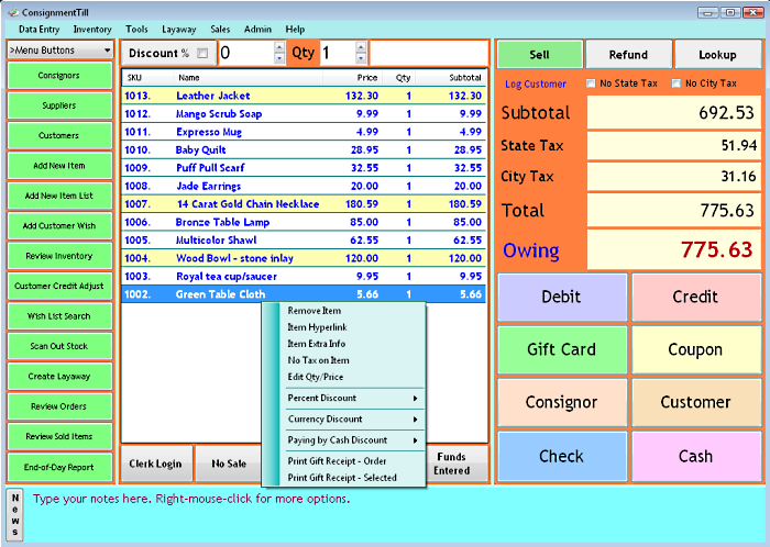 ConsignmentTill 4.4.0 software screenshot