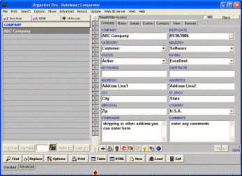 Contact Organizer Pro 2.7 software screenshot