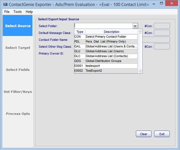 ContactGenie Exporter Prem Ed 1.3.37 software screenshot