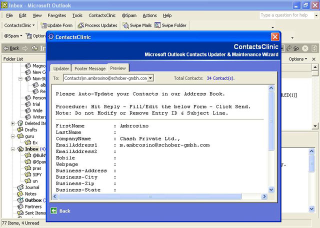Contacts Clinic for Microsoft Outlook 3.0 software screenshot