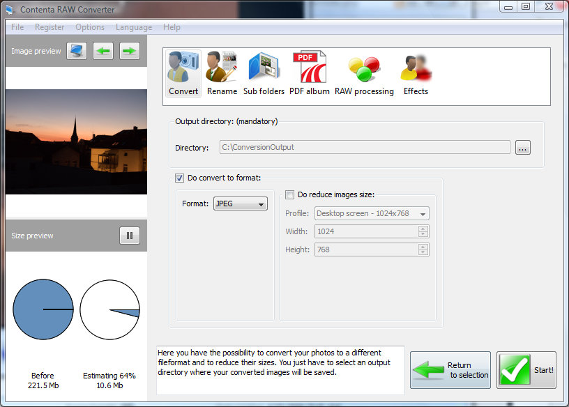 Contenta ARW Converter 6.04 software screenshot