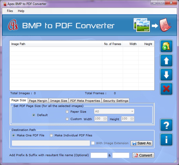 Convert Bitmap to PDF 2.3.8.2 software screenshot
