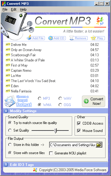 Convert MP3 2.5.1 software screenshot