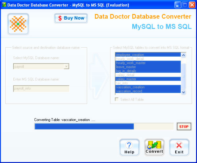 Convert MySQL MSSQL 2.0.1.5 software screenshot