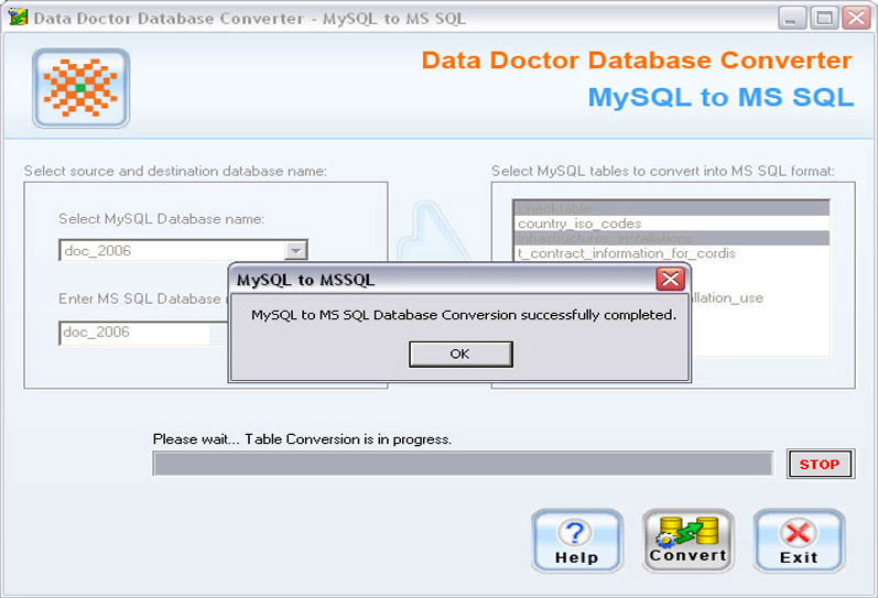 Convert MySQL to SQL Server 2.0.1.5 software screenshot
