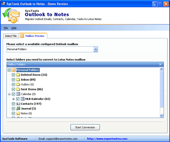 Convert PST File to Lotus Notes 6.0 software screenshot