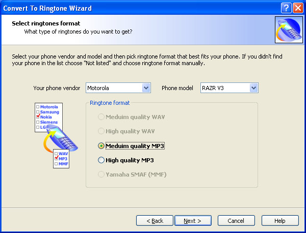 Convert to Ringtone Wizard 1.19 software screenshot