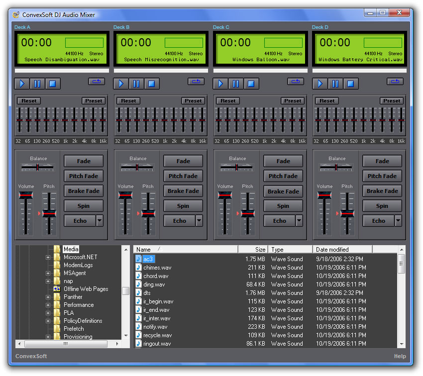 ConvexSoft DJ Audio Mixer 2.4 software screenshot