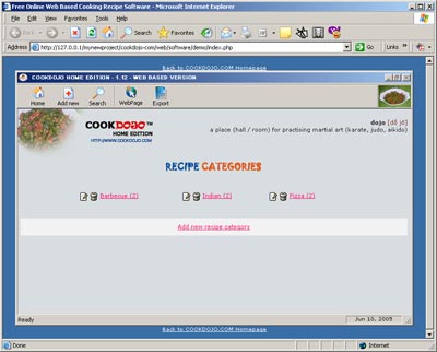 CookDojo Home Edition 1.12 software screenshot