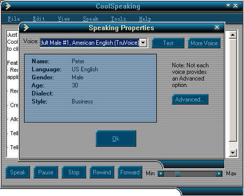 CoolSpeaking 2.1 software screenshot