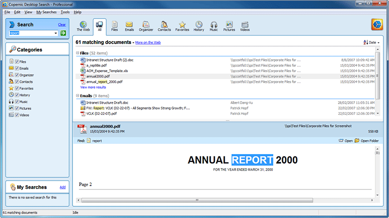 Copernic Desktop Search 4.3.0 Build 7665 software screenshot