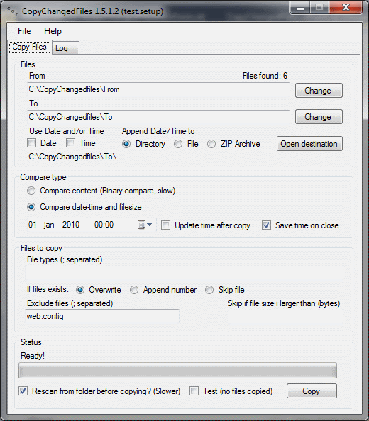 Copy Changed Files 1.7.0.1 software screenshot
