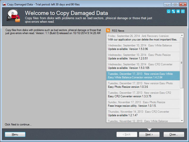Copy Damaged Data 1.5.0.145 software screenshot