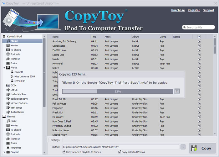 iPod To Computer Transfer 7.7.6 software screenshot