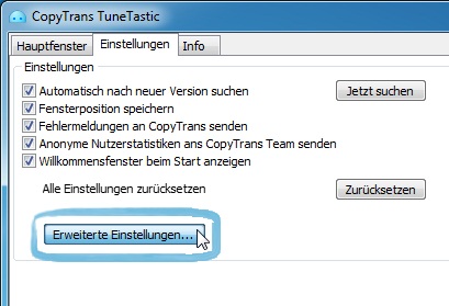 CopyTrans TuneTastic 0.738 software screenshot