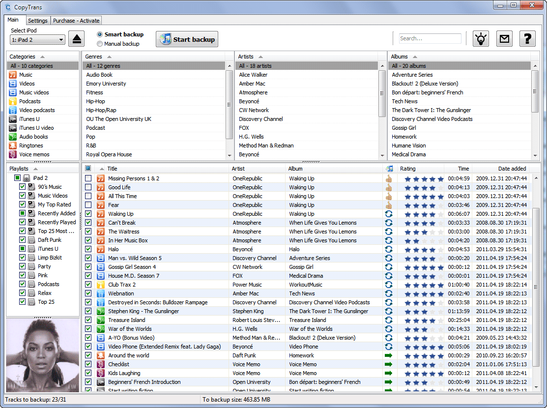 CopyTrans 5.518 software screenshot