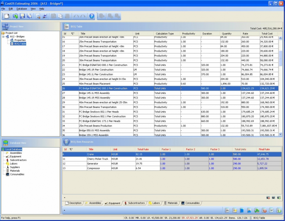 CostOS Estimating Standard Edition 1.8 software screenshot