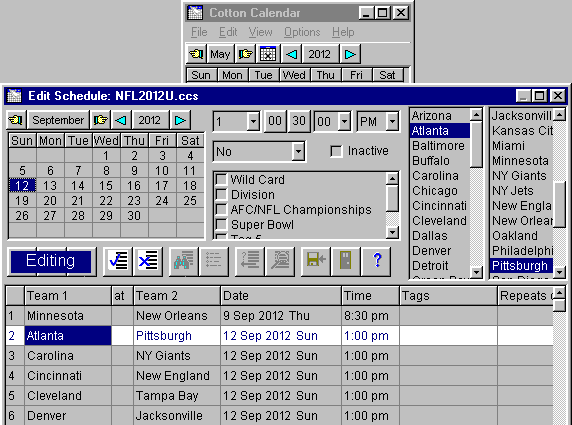 Cotton Calendar 1.81 software screenshot