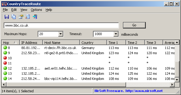 CountryTraceRoute 1.28 software screenshot