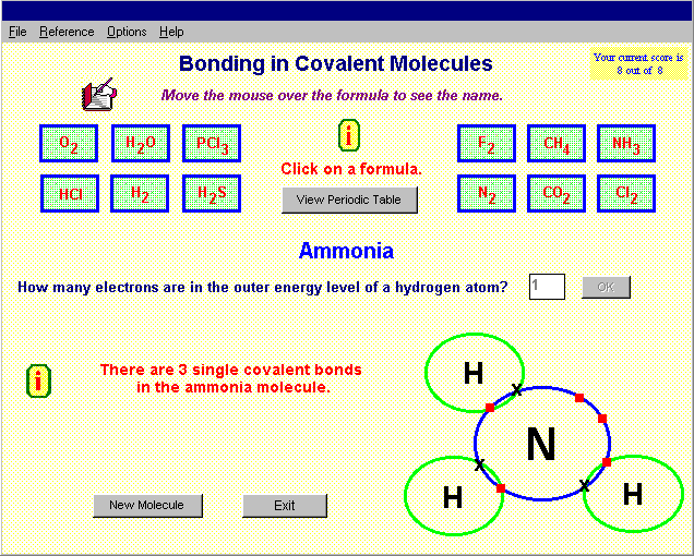 Covalent Bonding 1.0 software screenshot