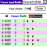 Cows and Bulls for PALM 3.3 software screenshot