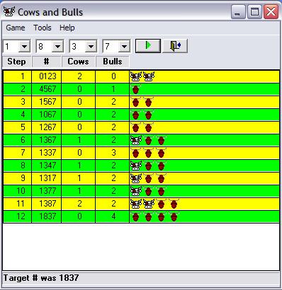 Cows and Bulls for Windows 3.0 software screenshot