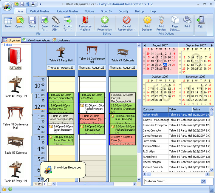 Cozy Restaurant Reservation for Workgroup 4.3 software screenshot