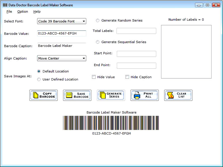 Create Barcode Label 5.0.1.5 software screenshot