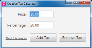 Creative Tax Calculator 1.0.0.0 software screenshot
