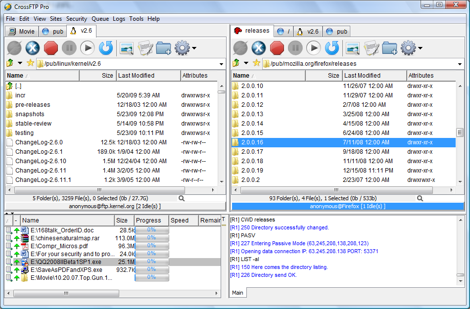 CrossFTP 1.75a software screenshot