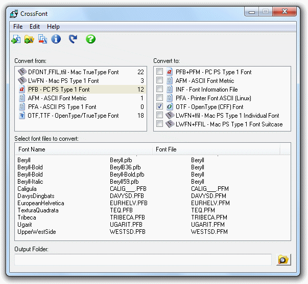 CrossFont 7.1 software screenshot