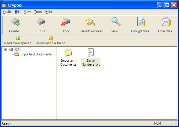 Cryptex - 100 GB Vault 2 software screenshot