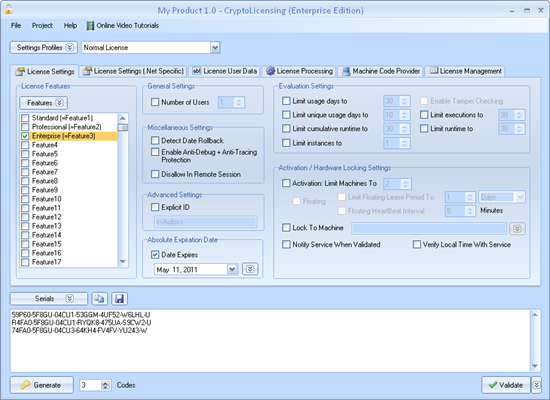 CryptoLicensing For ActiveX 2015.150327 software screenshot