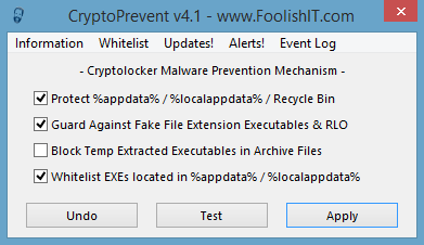 CryptoPrevent 8.0.3.4 software screenshot