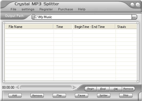 Crystal MP3 Splitter 1.00 software screenshot