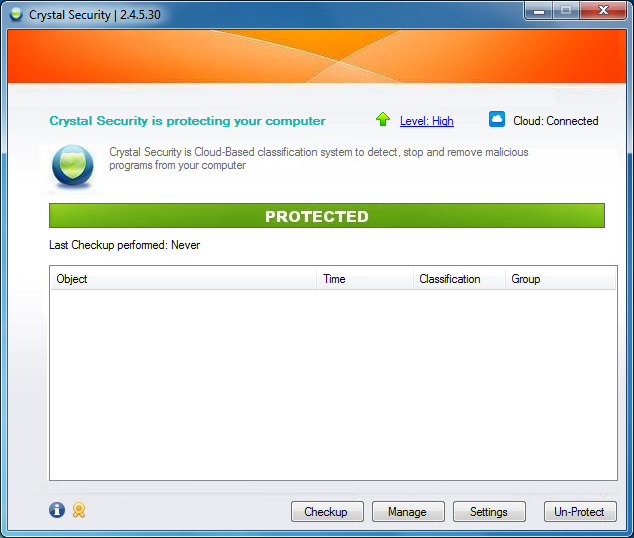 Crystal Security 3.5.0.192 software screenshot