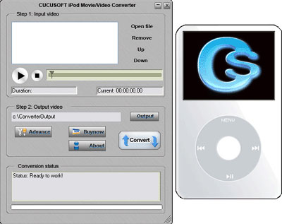 Cucusoft iPod Movie/Video Converter 08 2.03 software screenshot