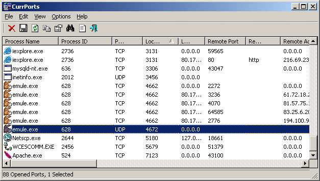 CurrPorts 2.30 software screenshot