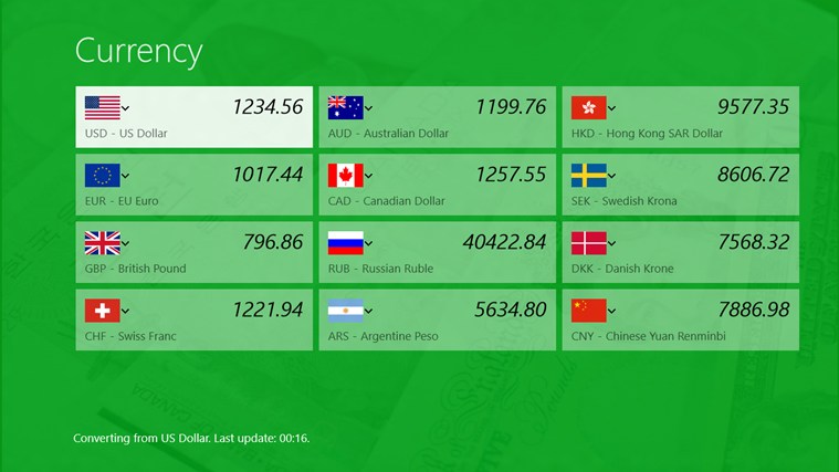 Currency for Windows 8 1.0.15.0 software screenshot