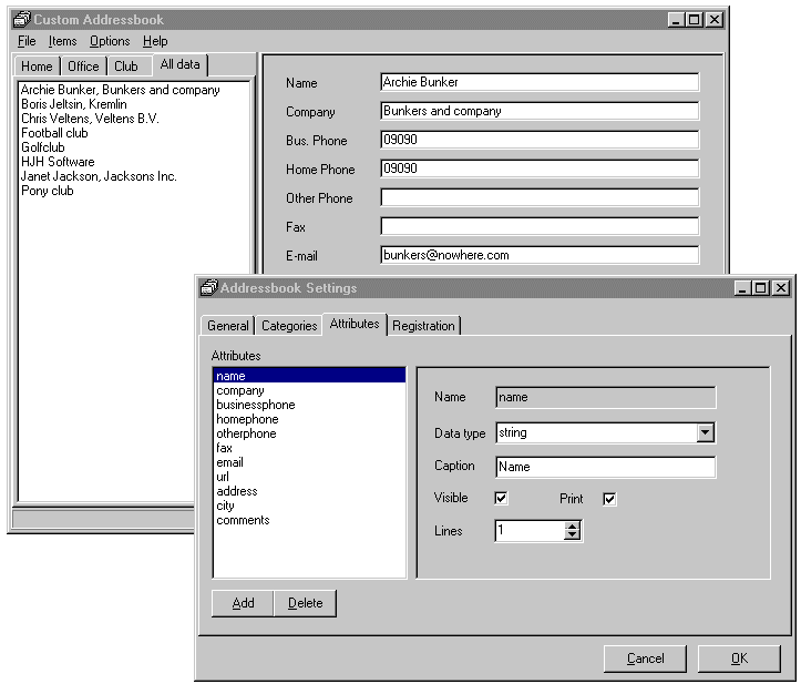 ! Custom Addressbook Lite 1.1 software screenshot