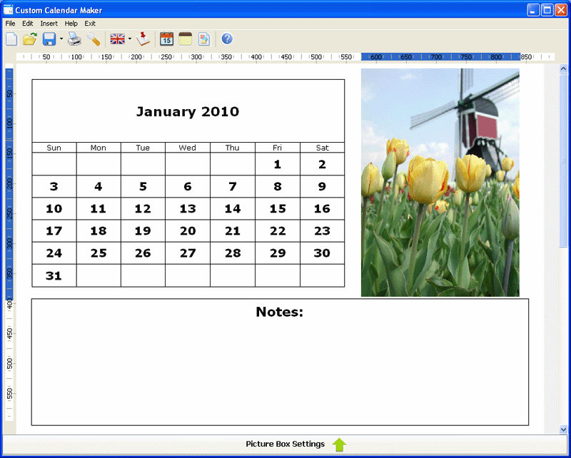 Custom Calendar Maker 2.33 software screenshot