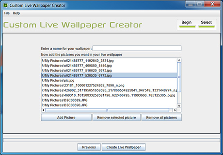 Custom Live Wallpaper Creator 5.0 software screenshot