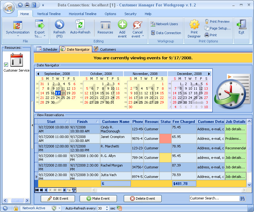 Customer Manager for Workgroup 3.8 software screenshot
