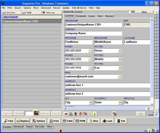 Customer Support Organizer Pro 3.1 software screenshot